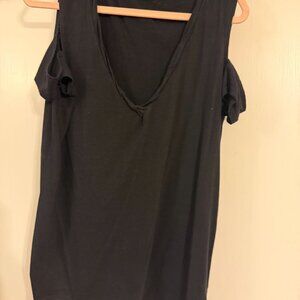 PAM & GELA BLACK CUT OUT SLEEVE SHIRT TOP WOMENS SZ MEDIUM M